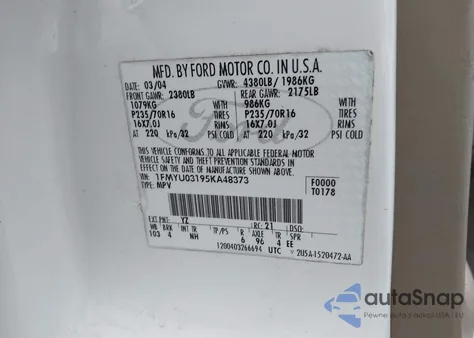 2005 Ford Escape Xlt from USA, damaged, VIN 1FMYU03195KA48373